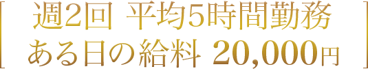 週2回 平均5時間勤務 ある日の給料 20,000円